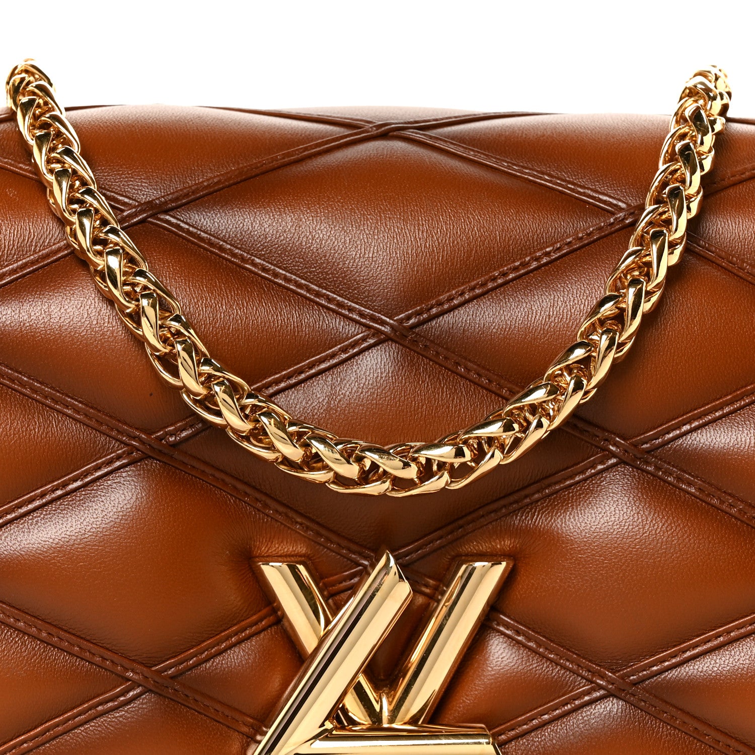 Louis Vuitton Lambskin Malletage Top Handle GO-14 MM Tan 9 of 12