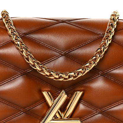 Louis Vuitton Lambskin Malletage Top Handle GO-14 MM Tan 9 of 12