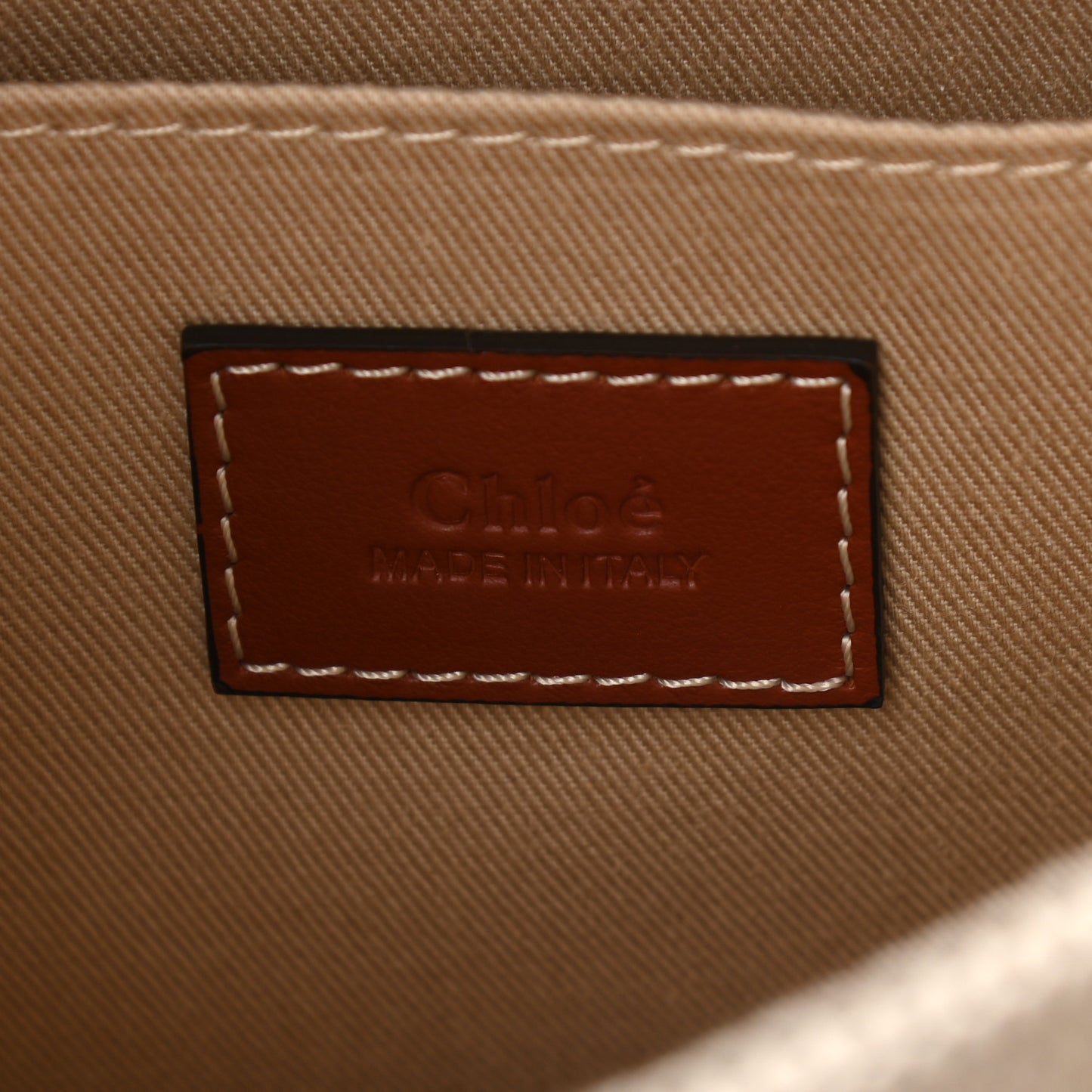 Cotton Calfskin Small Woody Ribbon Tote White Brown
