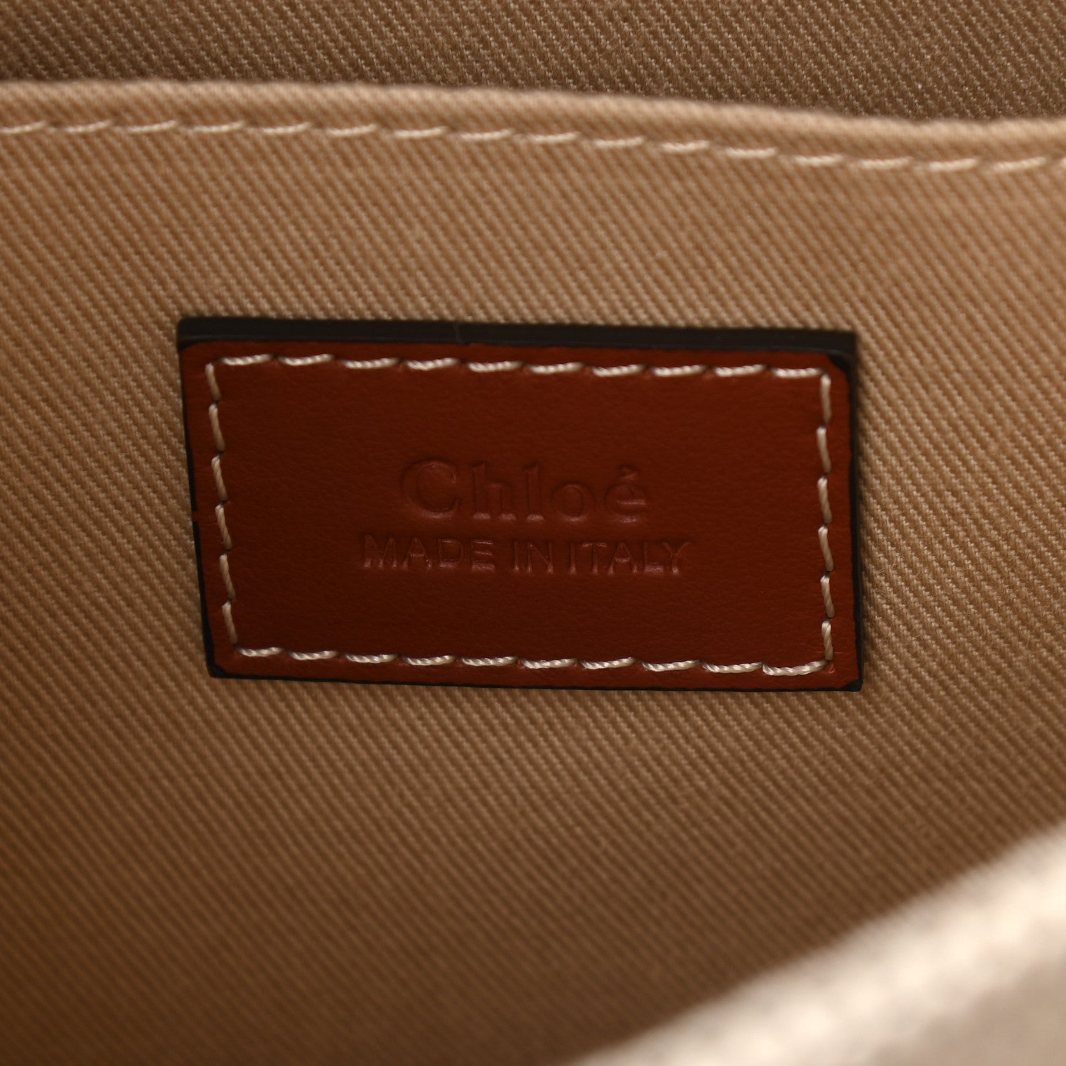 Chloe Cotton Calfskin Small Woody Ribbon Tote White Brown 6 of 10