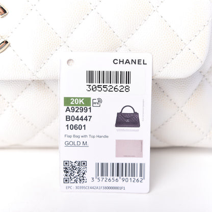 Chanel Iridescent Caviar Quilted Small Coco Handle Flap White 10 of 12