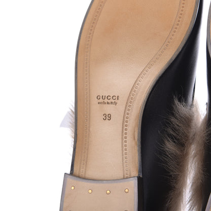 Gucci Malaga Kid Fur Womens Jordaan Loafers 39 Black Natural 8 of 9