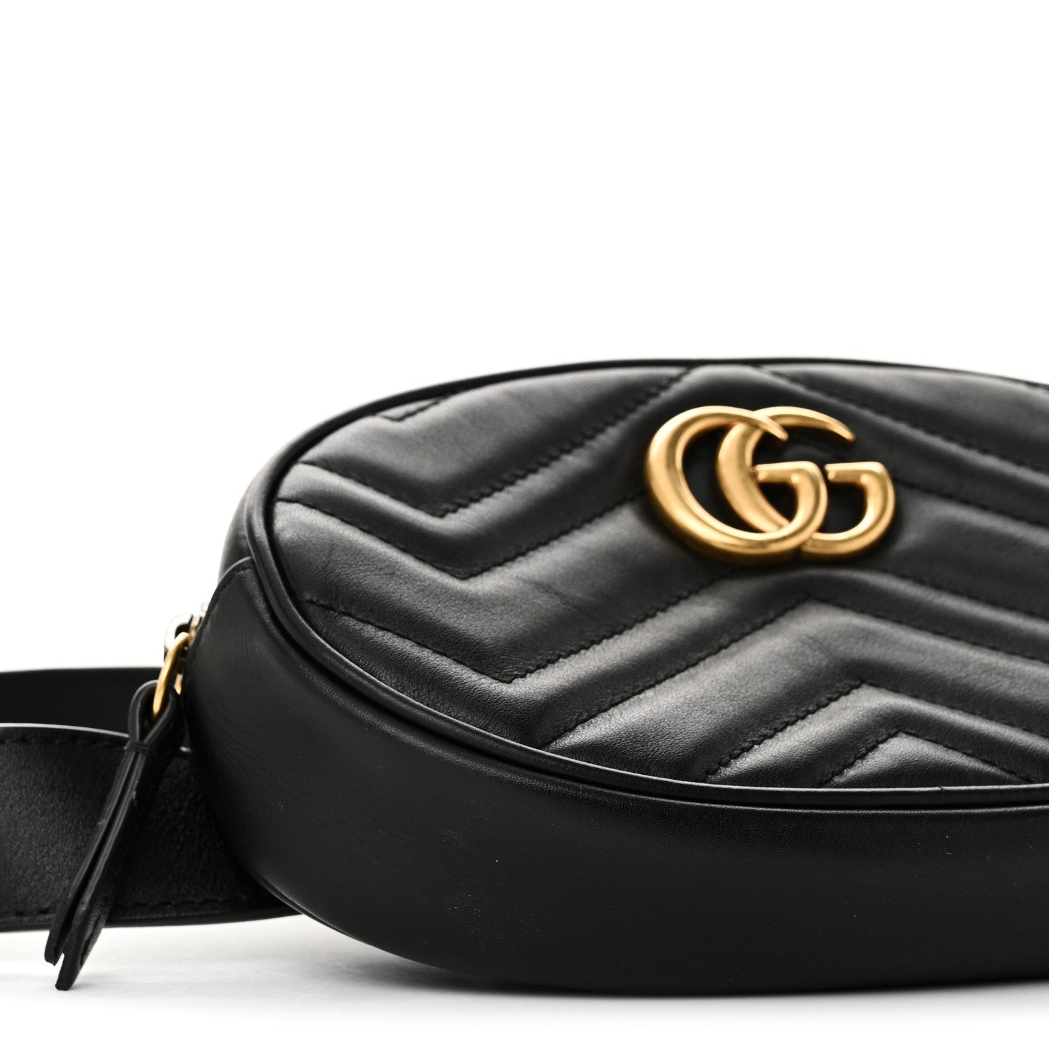 Gucci Calfskin Matelasse GG Marmont Belt Bag 85 34 Black 9 of 11