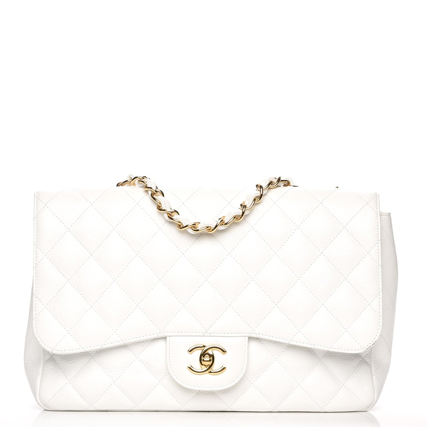 Chanel Caviar Quilted Jumbo Single Flap White 1 of 10