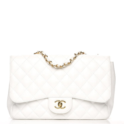 Chanel Caviar Quilted Jumbo Single Flap White 1 of 10