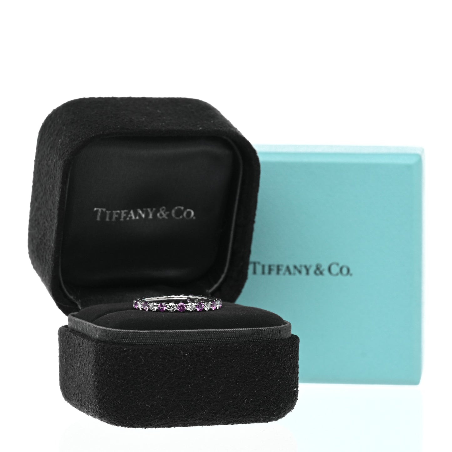 Platinum Diamond Pink Sapphire Embrace Eternity Ring 53 6.5