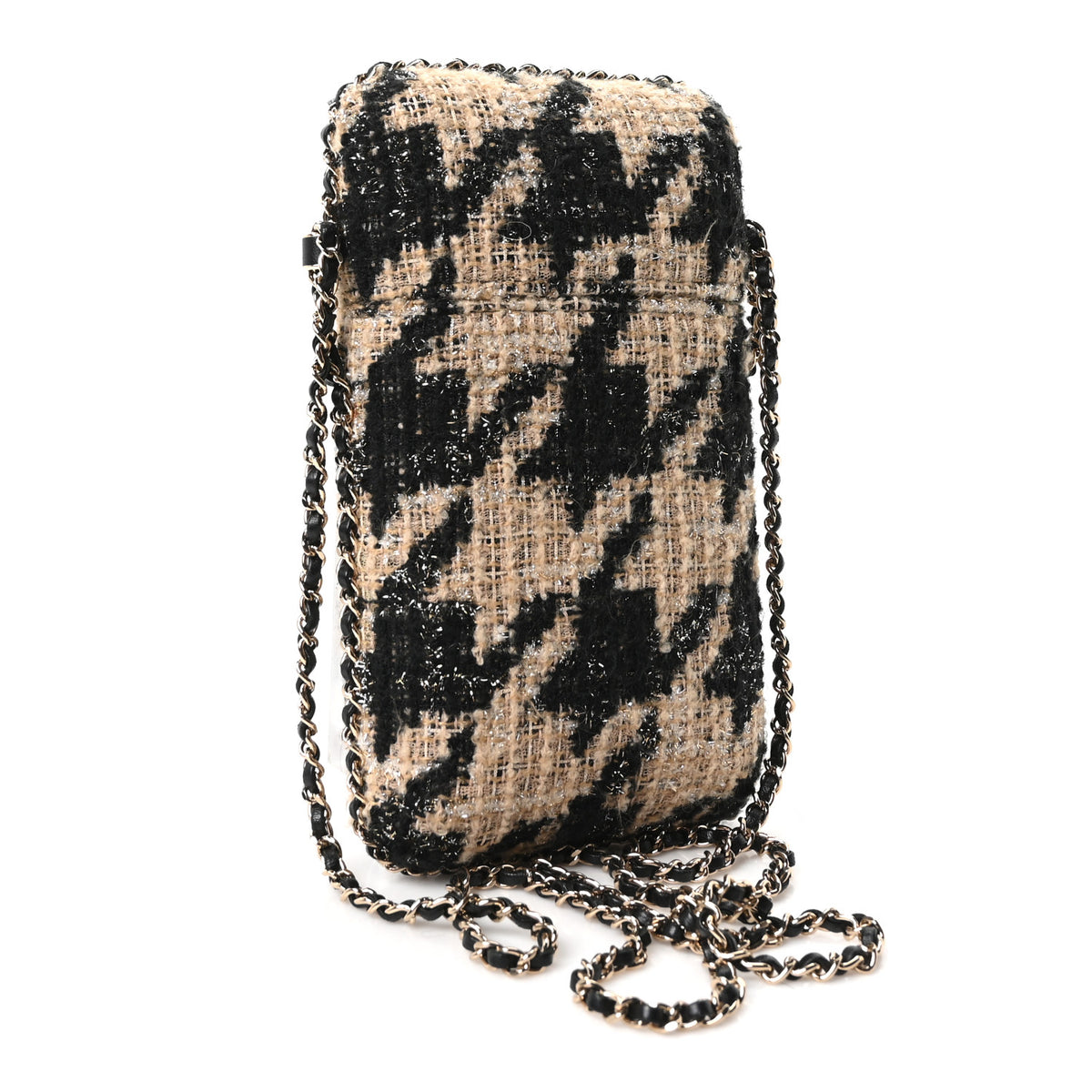 Chanel Tweed Chain Around Phone Holder Beige Black 3 of 10