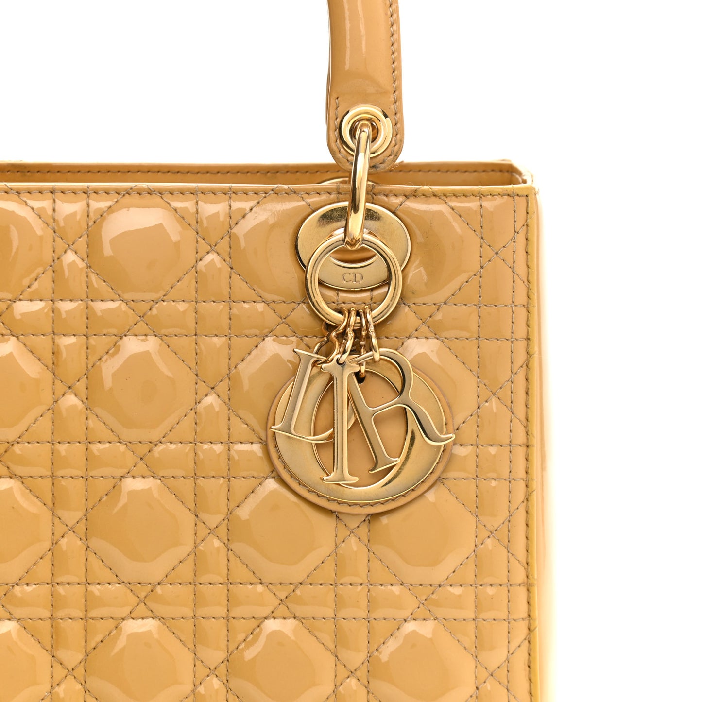 Patent Cannage Medium Lady Dior Beige