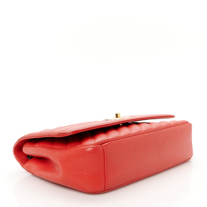 Chanel Shiny Goatskin Diagonal Quilted Medium Flap Red 4 of 14