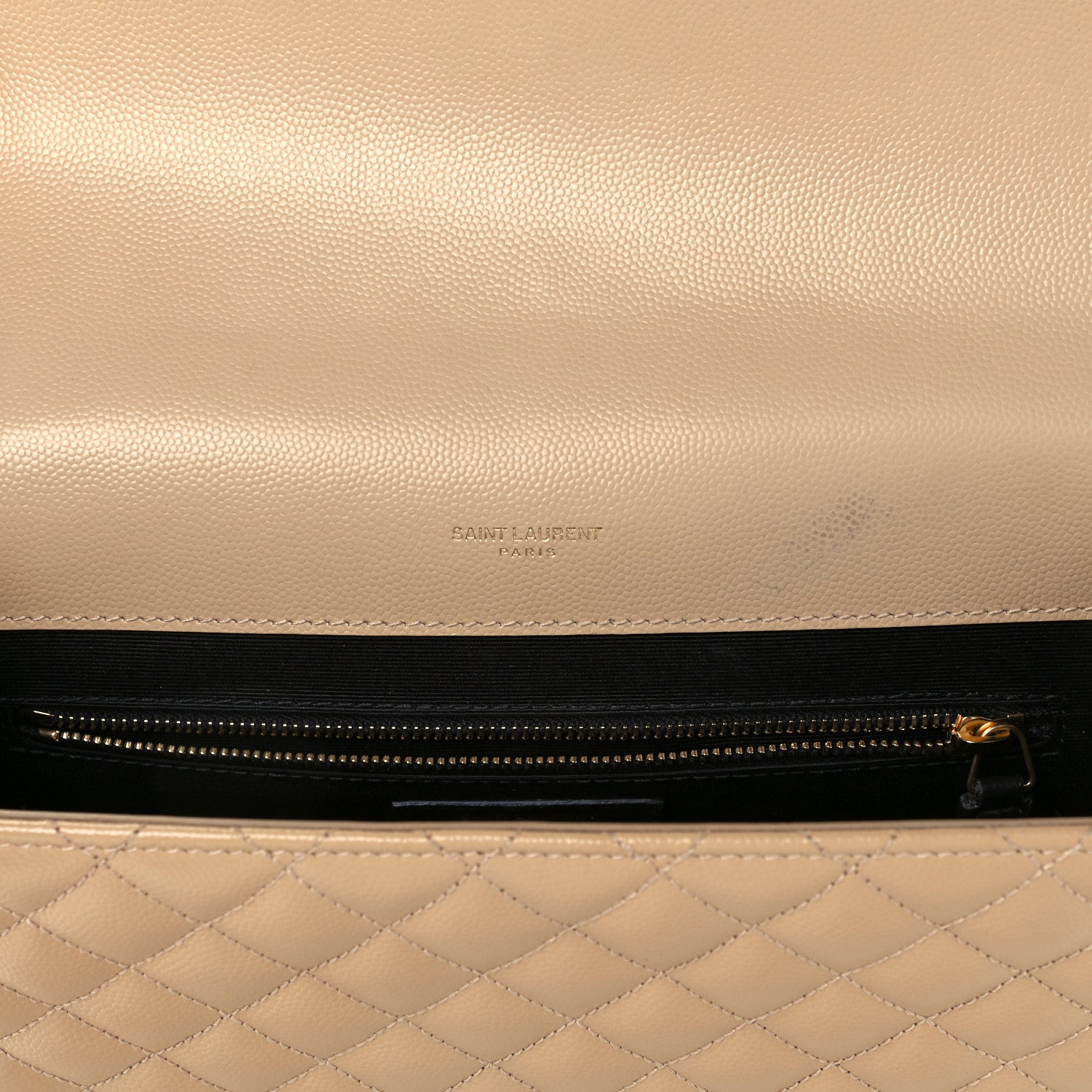 Saint Laurent Grain De Poudre Mixed Matelasse Large Triquilt Monogram Satchel Nude Powder 6 of 11