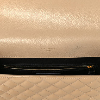 Saint Laurent Grain De Poudre Mixed Matelasse Large Triquilt Monogram Satchel Nude Powder 6 of 11