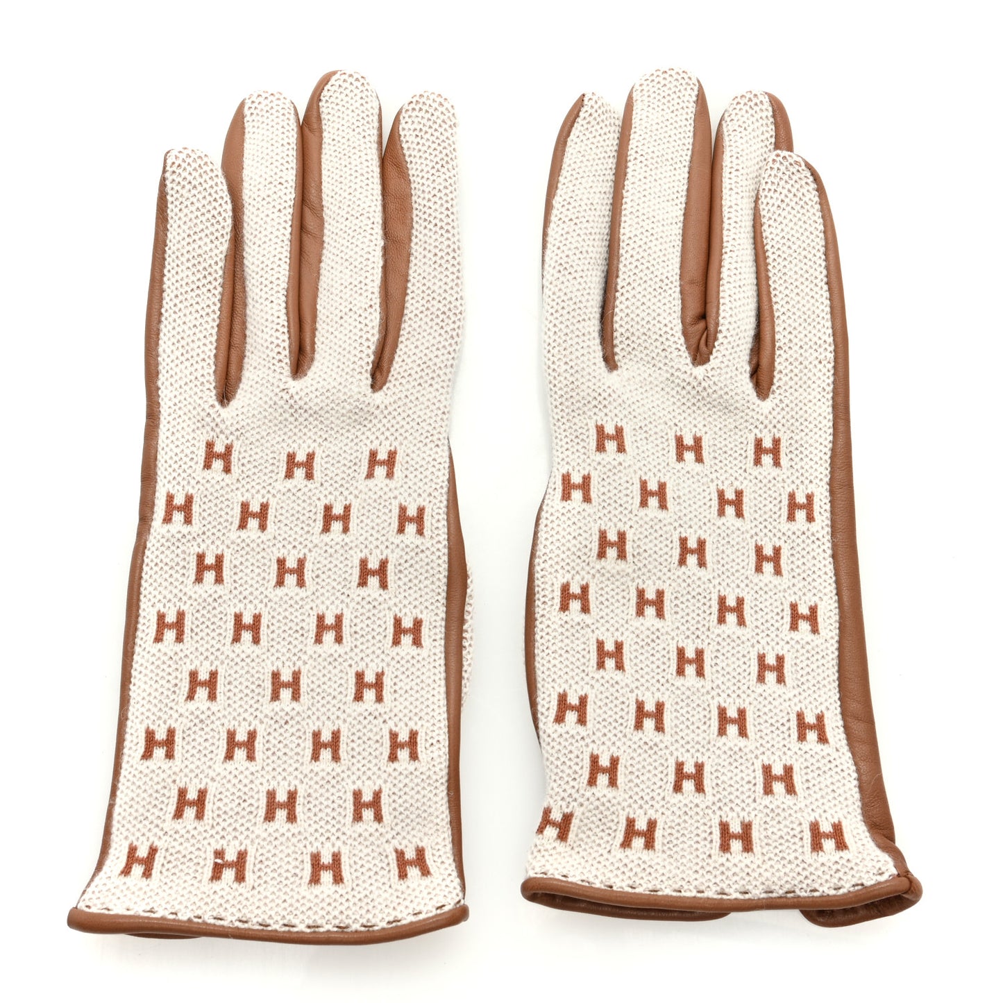 Lambskin Cashmere Crocheted Federica Gloves 8 Brown