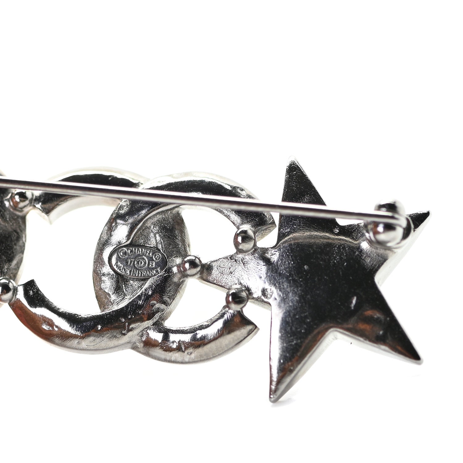 Chanel Ruthenium Crystal CC Moon Star Brooch Grey 4 of 5