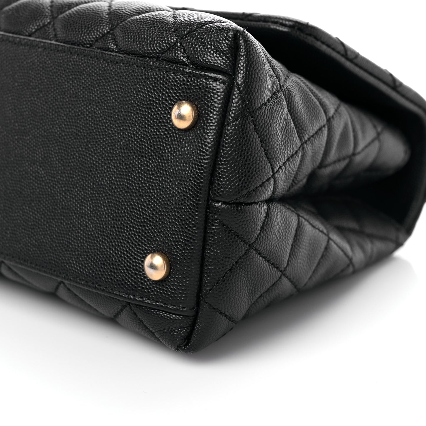 Caviar Quilted Small Coco Handle Flap Black