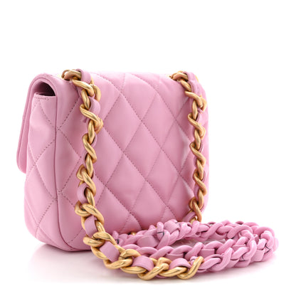 Chanel Lambskin Quilted Mini Lacquered Chain Flap Pink 3 of 10