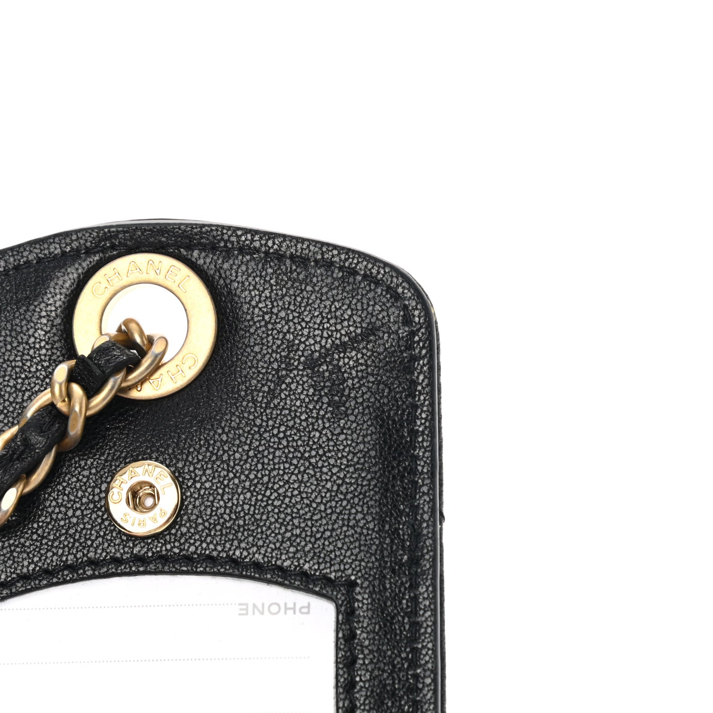 Lambskin Quilted Chanel 19 Luggage Tag Black