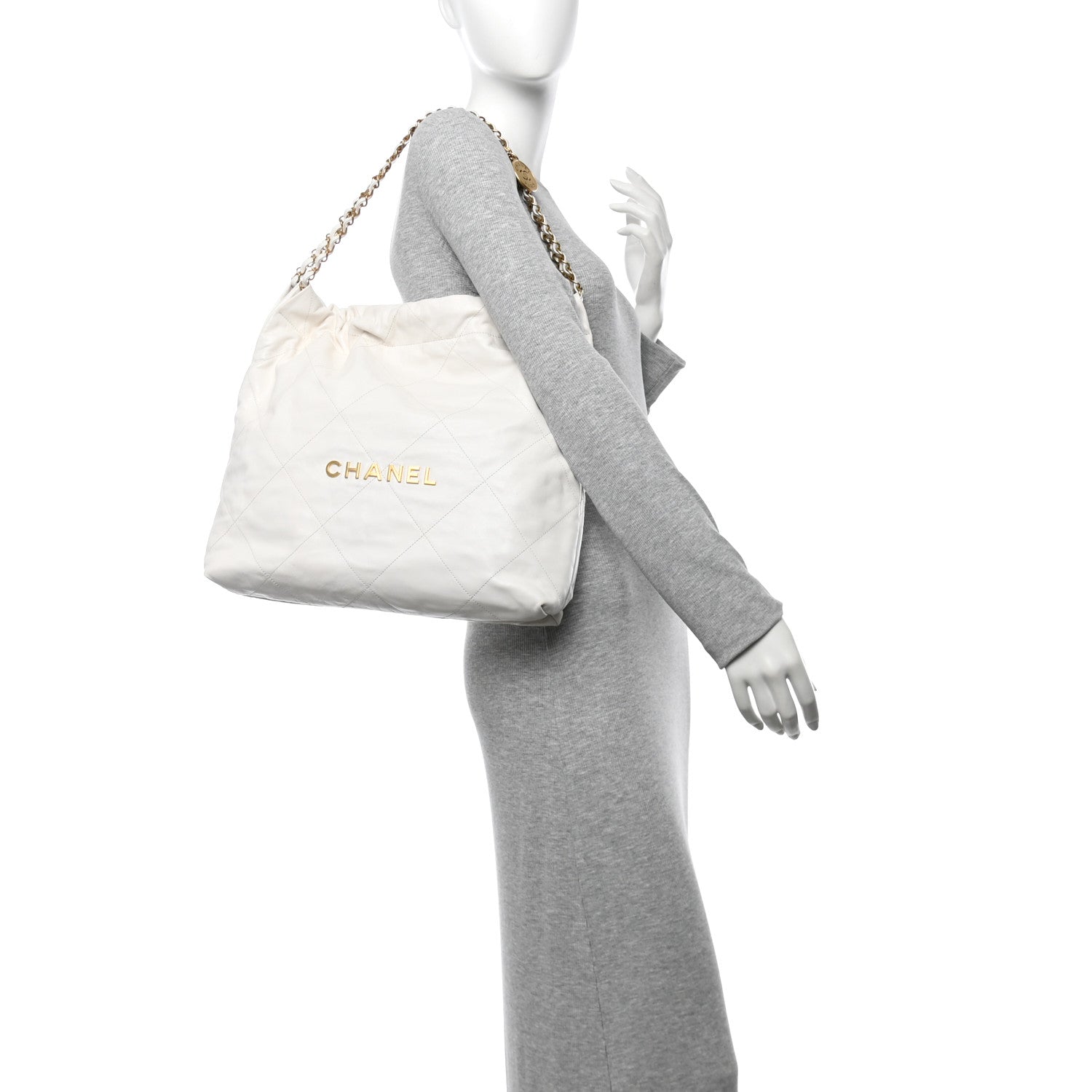 Chanel Shiny Calfskin Quilted Small Chanel 22  White 2 of 13