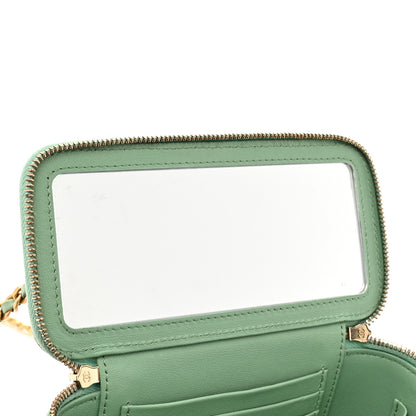 Chanel Shiny Calfskin Quilted Small Top Handle Vanity Case With Chain Light Green 10 of 10