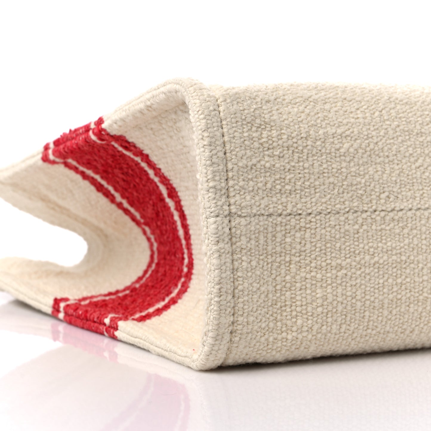 Canvas Calfskin Jacquard Vertical Cabas Red Tan