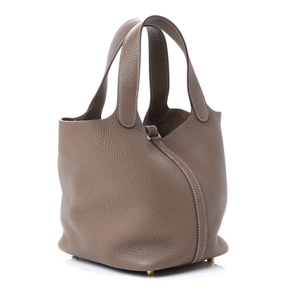 Hermes Taurillon Clemence Picotin Lock 18 PM Etoupe 2 of 4