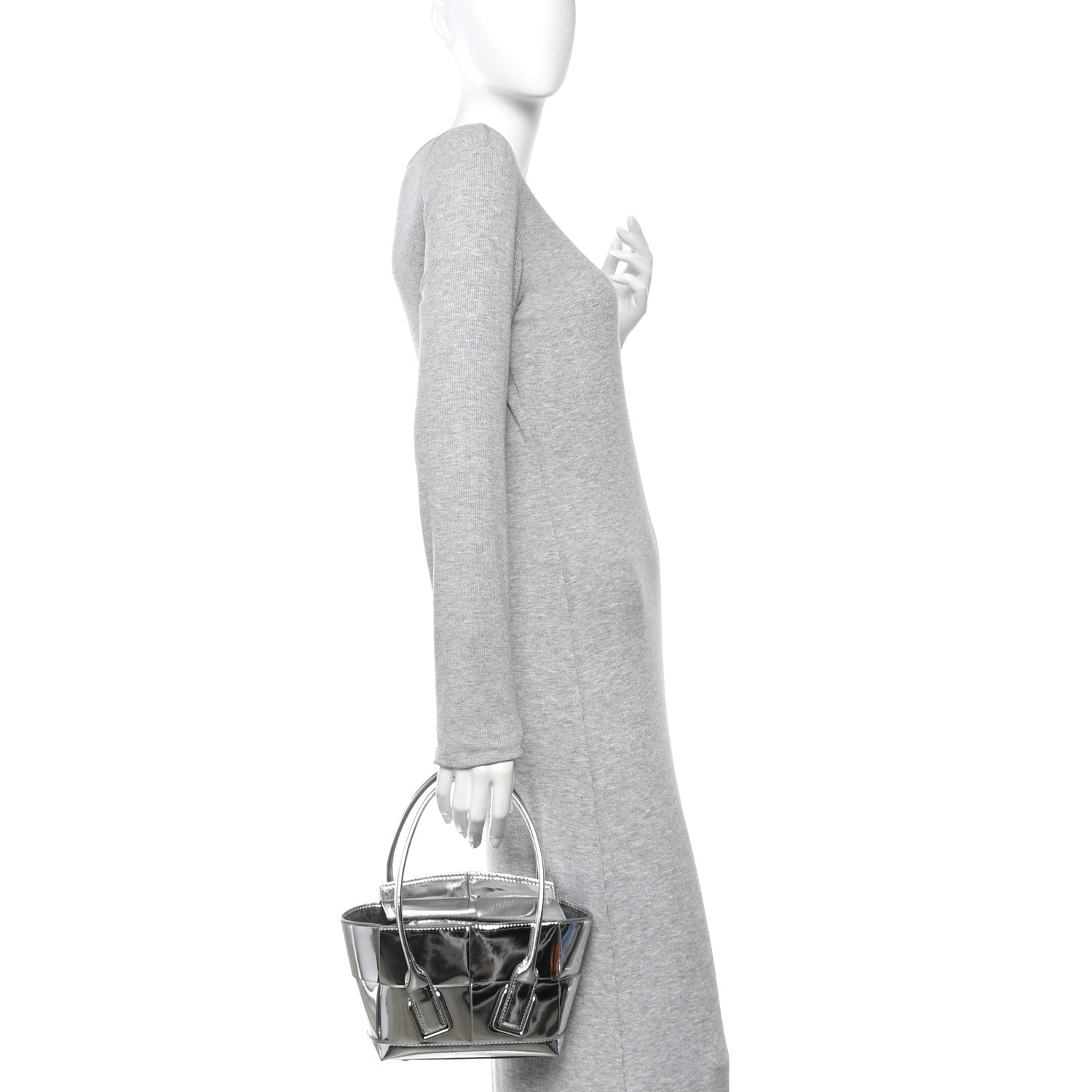 Bottega Veneta Mirror Laminated Nappa Maxi Intrecciato Mini Arco