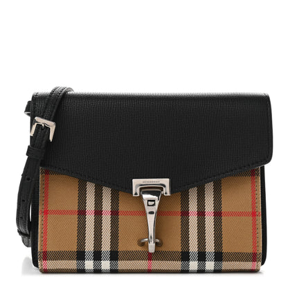 Burberry Derby Calfskin House Check Mini Macken Crossbody Bag Black 1 of 9