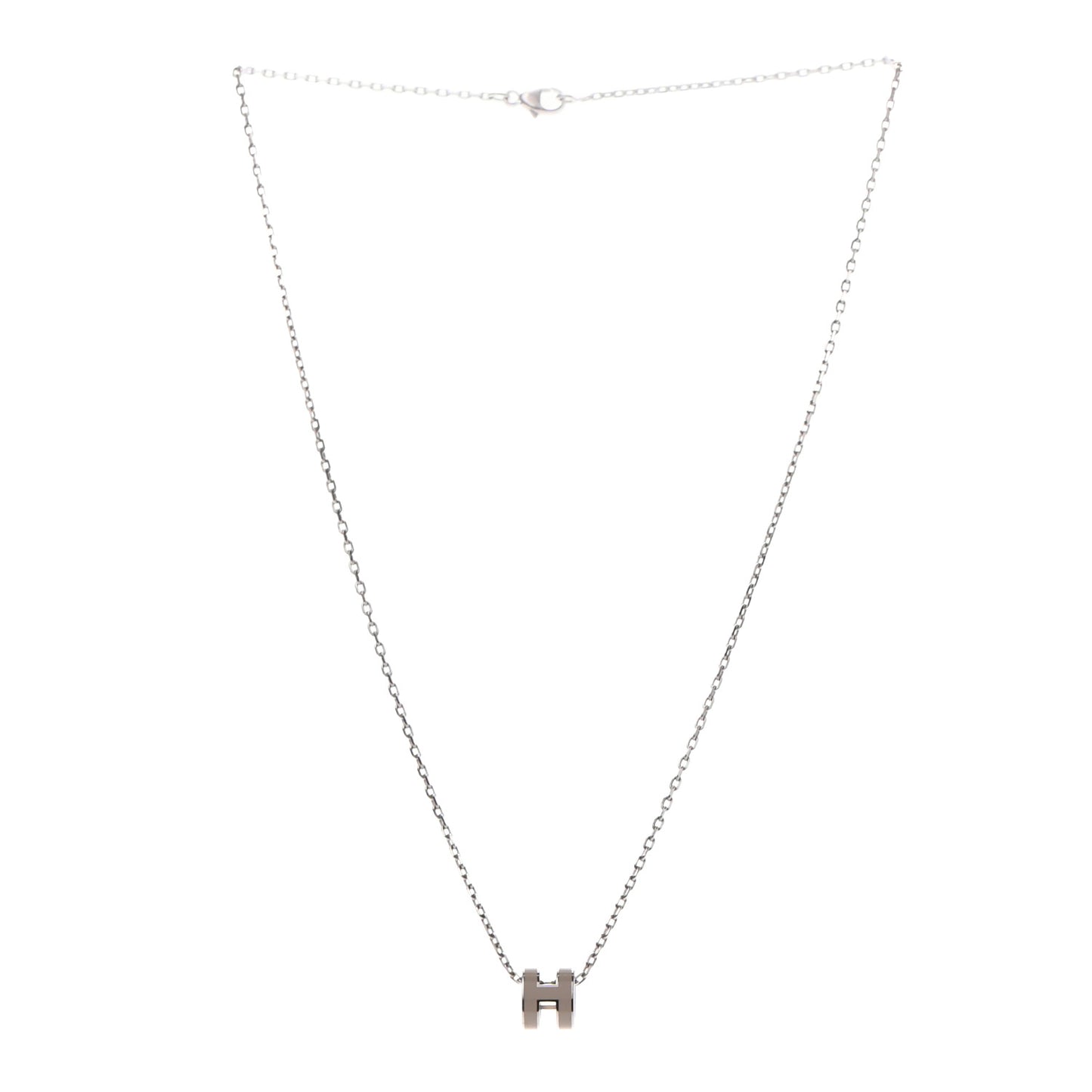 Palladium Mini Pop H Pendant Necklace Marron Glace