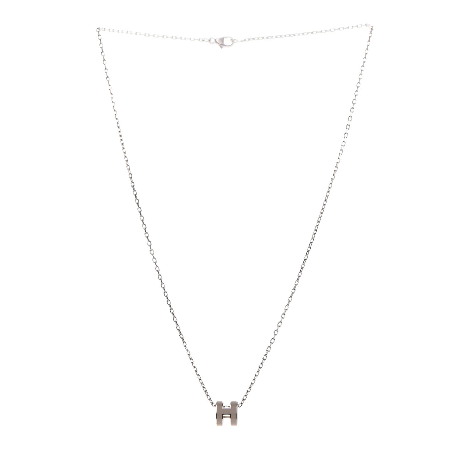 Hermes Palladium Mini Pop H Pendant Necklace Marron Glace 3 of 6