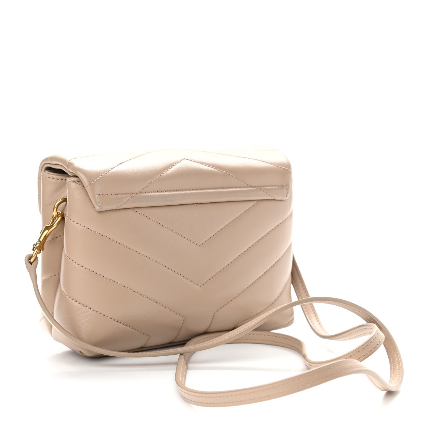 Saint Laurent Calfskin Y Quilted Monogram Toy Loulou Crossbody Bag Dark Beige 2 of 11