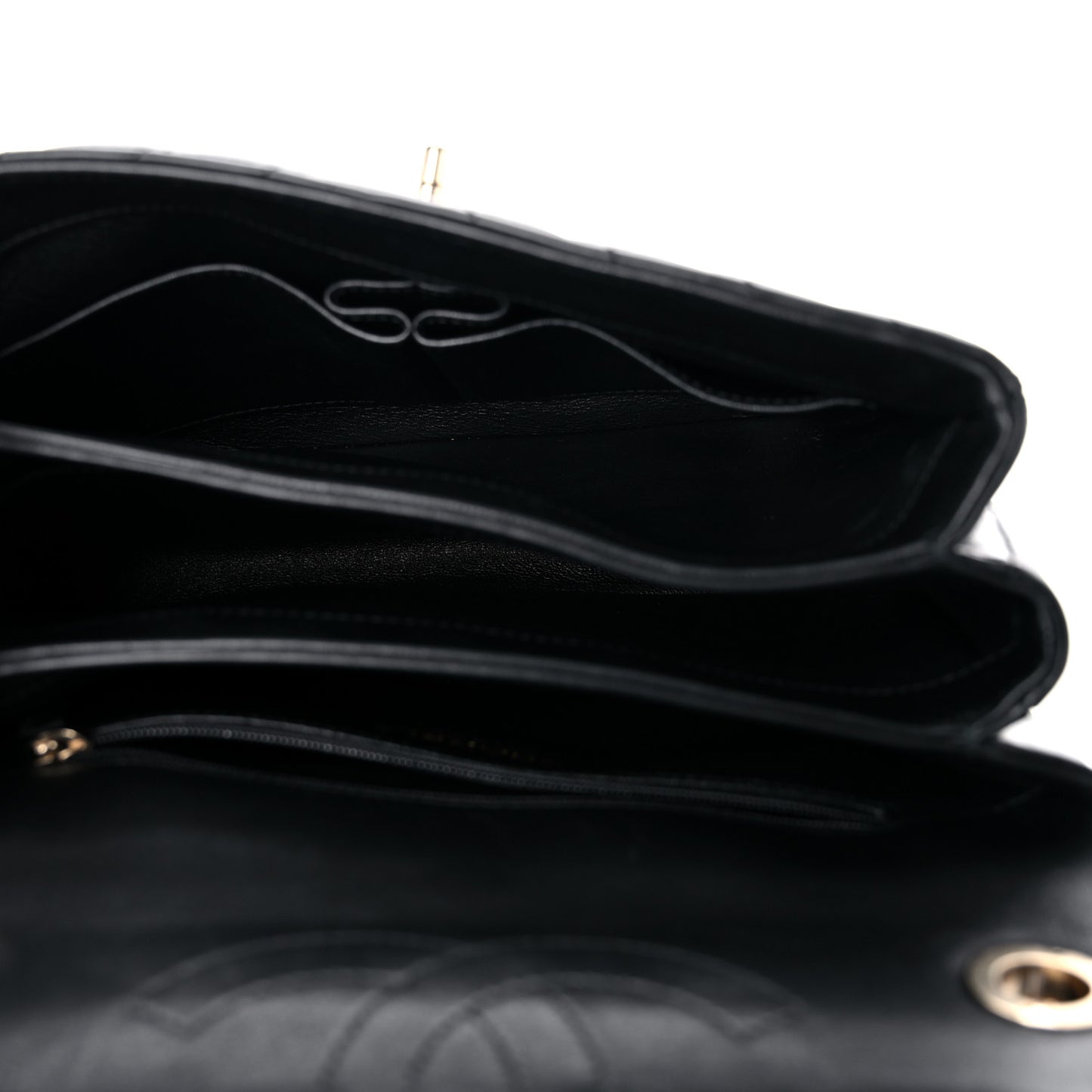 Lambskin Chevron Quilted Small Trendy CC Dual Handle Flap Bag Black