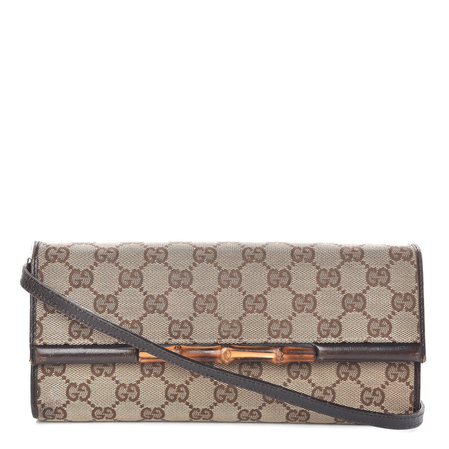Gucci Monogram Bamboo Bar Clutch Dark Brown 1 of 11