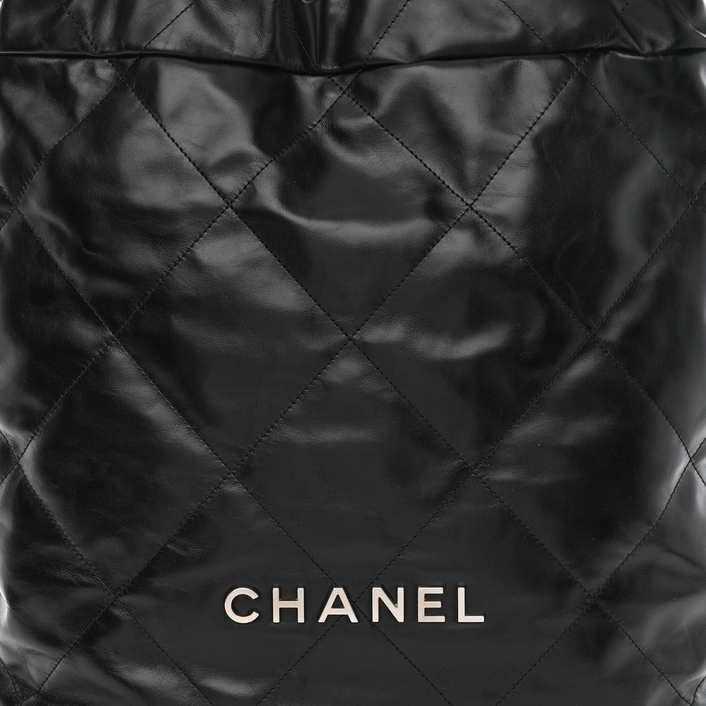 Shiny Calfskin Quilted Chanel 22 Backpack Black