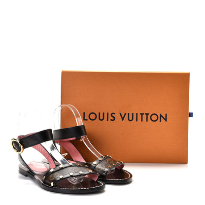 Louis Vuitton Calfskin Monogram Passenger Flat Sandals 37 Black 10 of 10