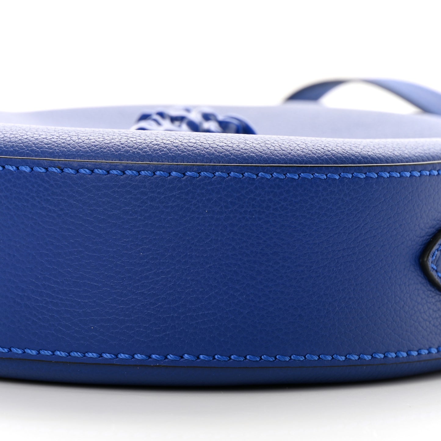 Calfskin La Medusa Round Camera Bag Blue
