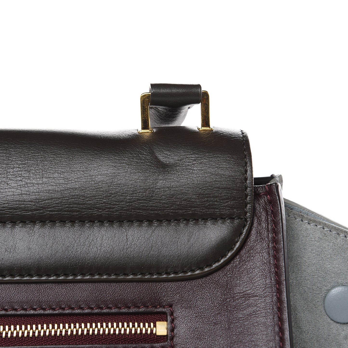 Calfskin Suede Large Tri-Color Trapeze Dark Grey