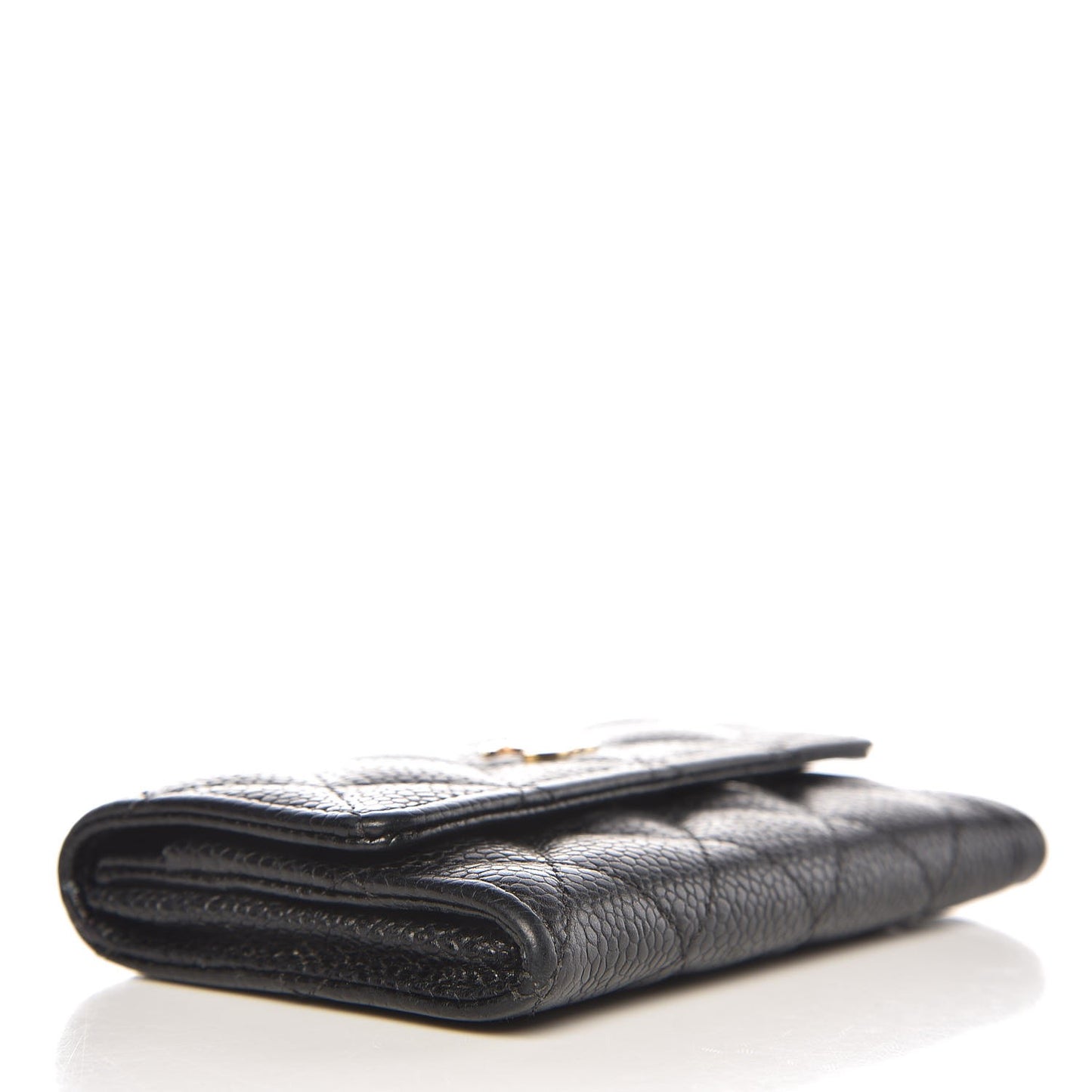 Caviar Quilted Flap Card Holder Black