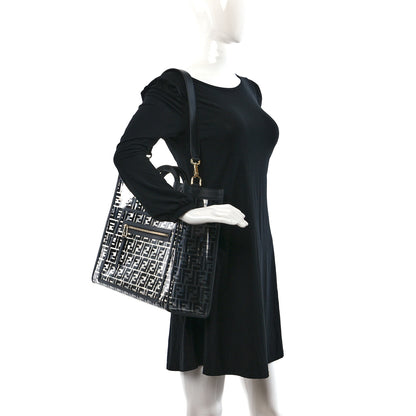 Fendi TPU FF Vitello Century Plexiglass Medium Runaway Shopper Tote Black 2 of 9