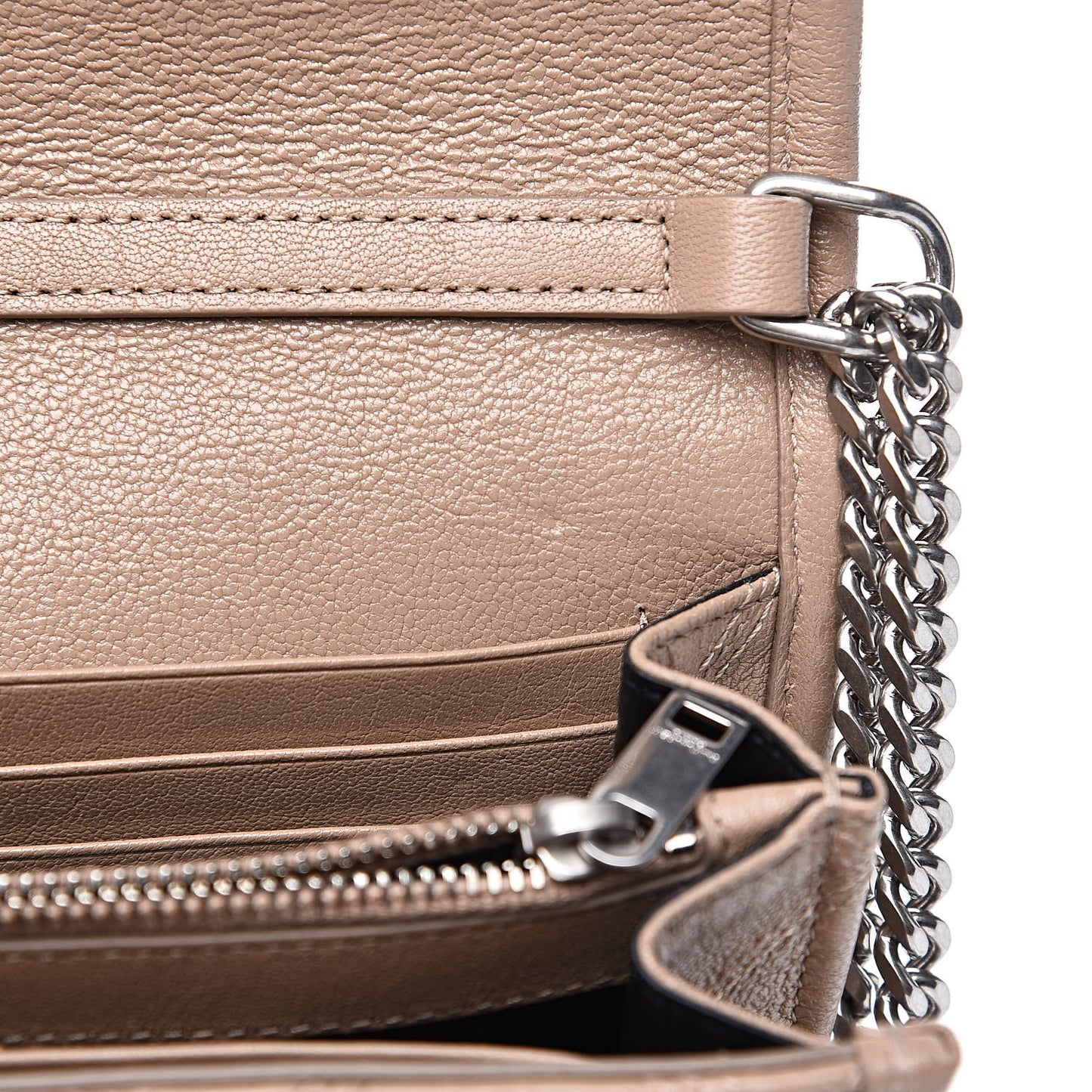 Lambskin Diamond Quilted Becky Chain Wallet Gold Sand