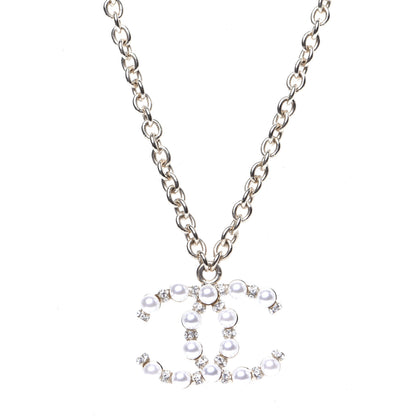 Chanel Crystal Pearl Nefertiti CC Pendant Necklace Gold 2 of 5