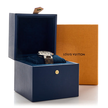 Louis Vuitton Stainless Steel Monogram Diamond 33mm Tambour Slim Quartz Watch 5 of 5