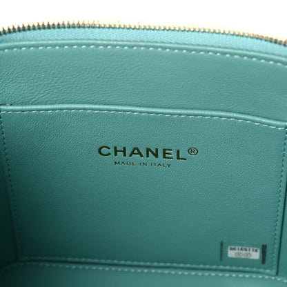 Chanel Caviar Quilted Small Top Handle Vanity Case With Chain Light Blue 6 of 10