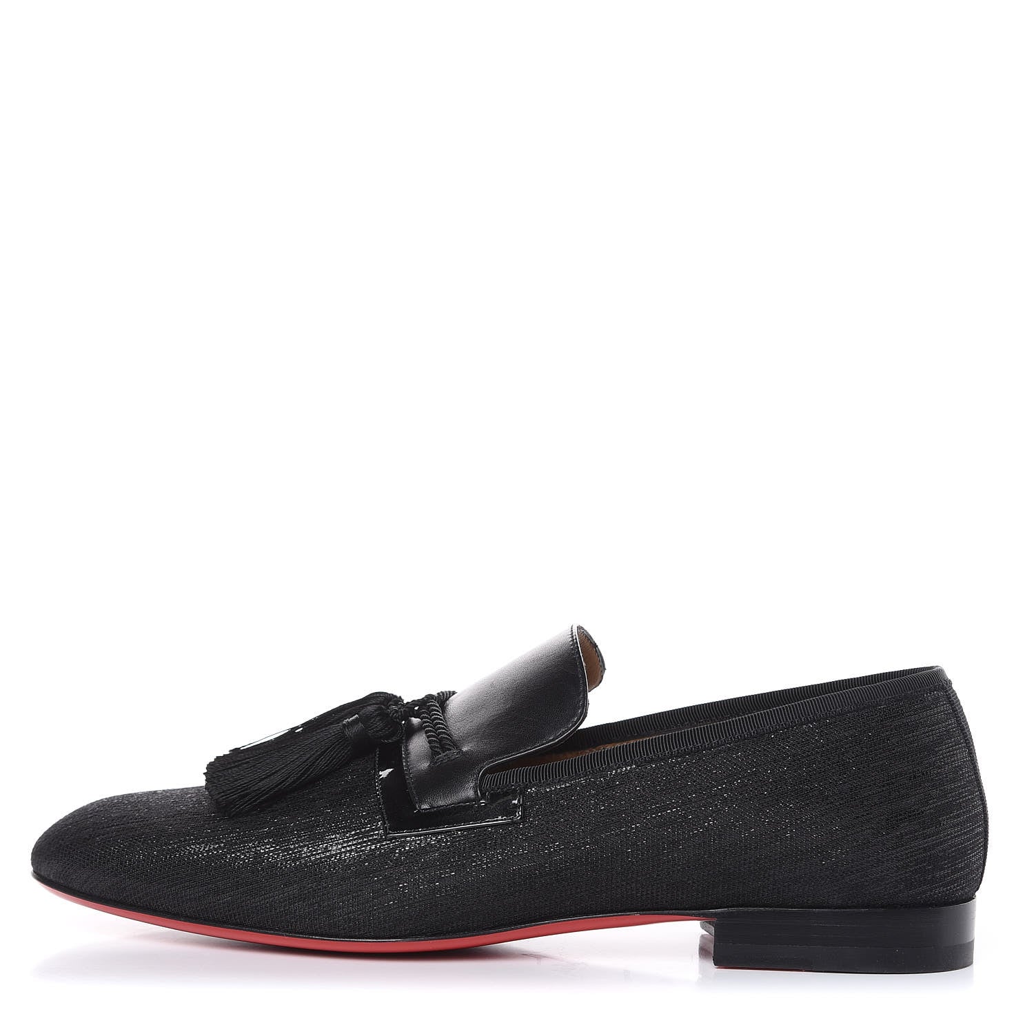 Christian Louboutin Lurex Jacquard Mens Tassel Flat Loafers 40 Black 1 of 10