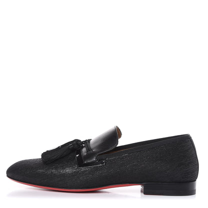 Christian Louboutin Lurex Jacquard Mens Tassel Flat Loafers 40 Black 1 of 10