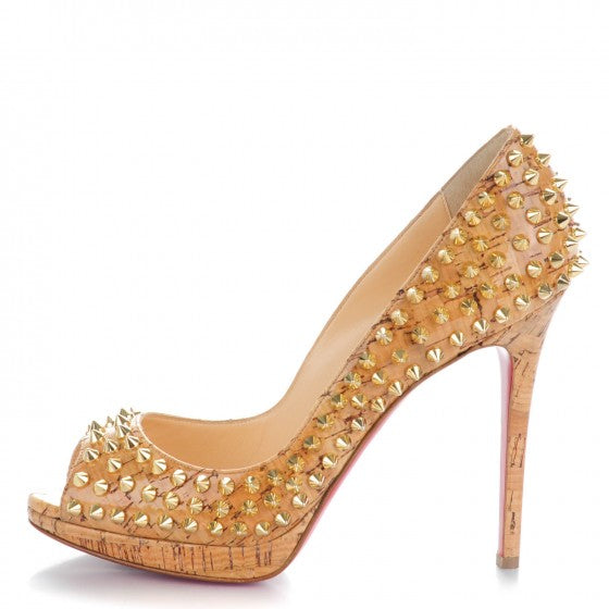 Shiny Cork Yolanda Spikes 120 Pumps 38 Natural