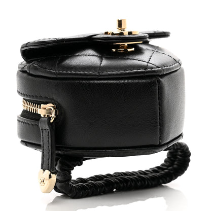Chanel Lambskin Quilted CC In Love Heart Zipped Arm Coin Purse Black 4 of 8