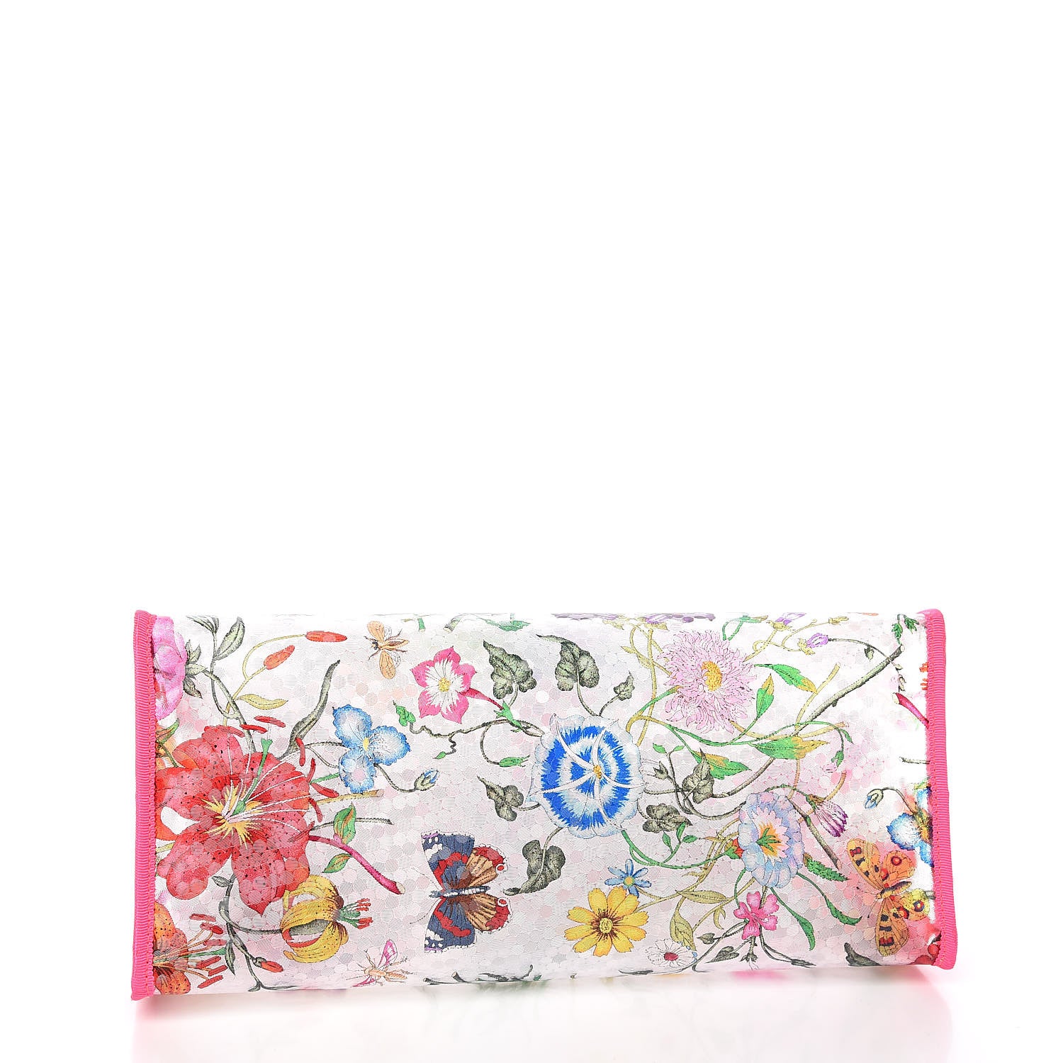 Gucci Calfskin Textured Vinyl Print Flora Tote Fluorescent Fuchsia 4 of 10