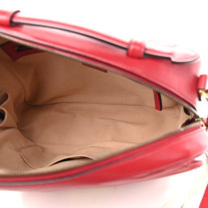Gucci Calfskin Matelasse Sylvie Web Small GG Marmont Top Handle Shoulder Bag Hibiscus Red 5 of 11