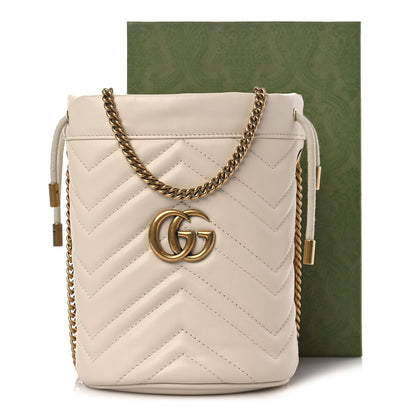Gucci Calfskin Matelasse Mini GG Marmont 2.0 Bucket Bag White 10 of 10