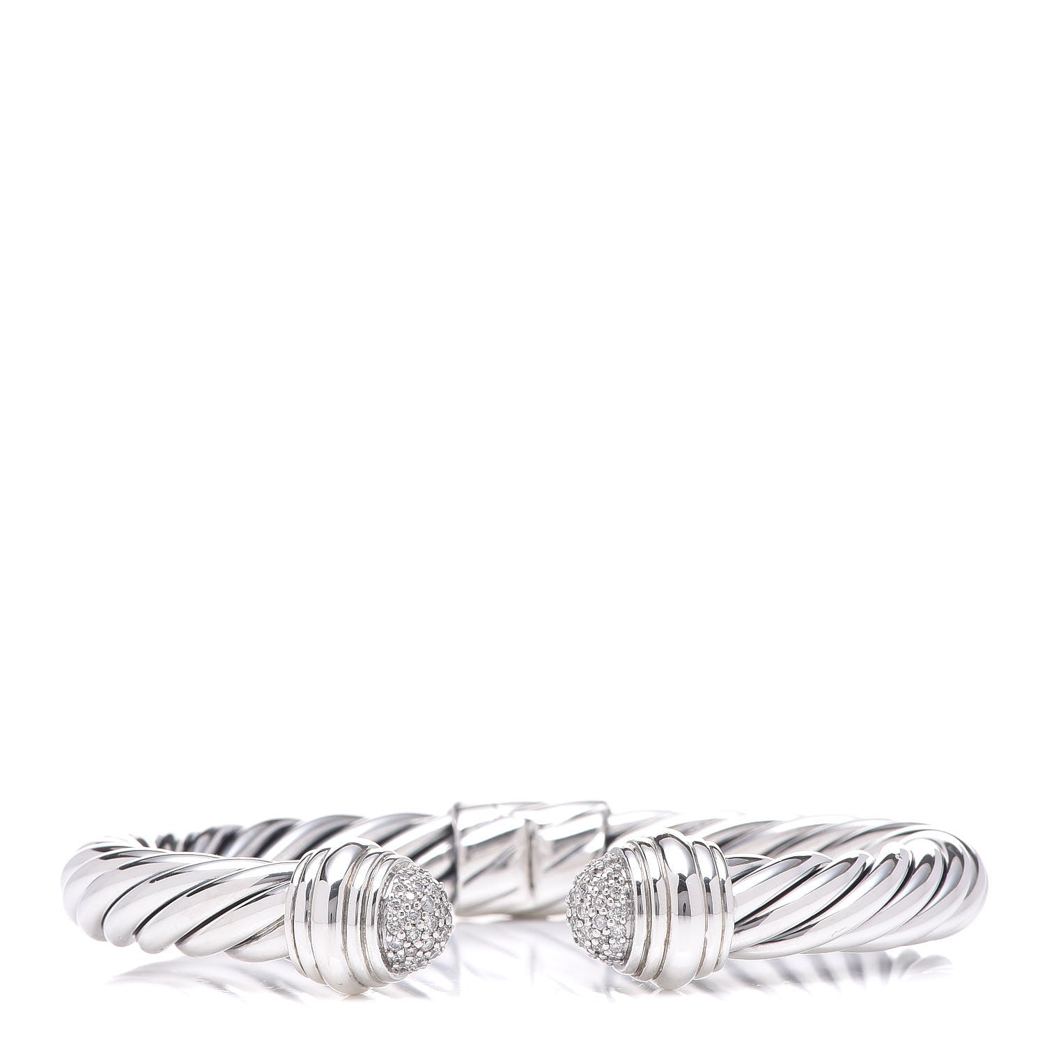 David Yurman Sterling Silver Diamond 8.5mm Cable Classics Bracelet 1 of 4