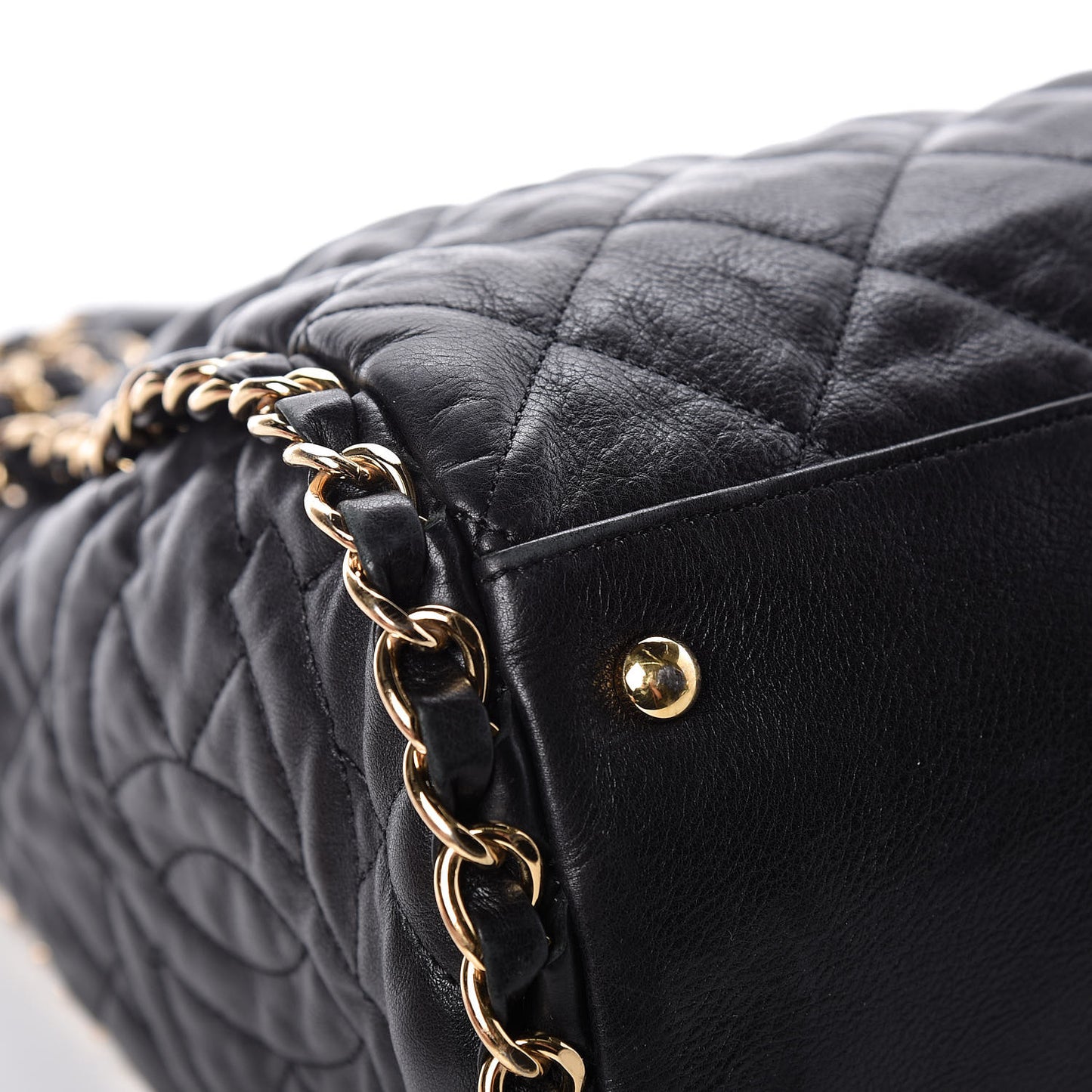 Calfskin Quilted Large Chain Me Hobo Black